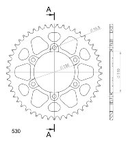 Supersprox alluminio rocchetto per catena 530 - 49Z (nero)