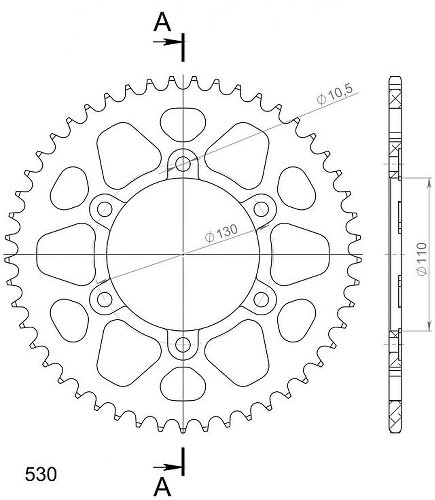 Supersprox aluminio rueda de cadena 530 - 50Z (negro)