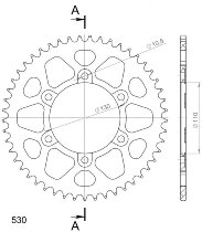 Supersprox alluminio rocchetto per catena 530 - 50Z (nero)