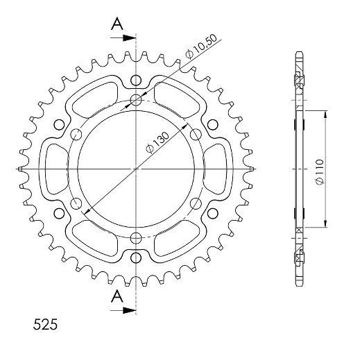 Supersprox Stealth rocchetto per catena 525 - 42Z (oro)