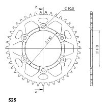 Supersprox aluminio rueda de cadena 525 - 43Z (negro)