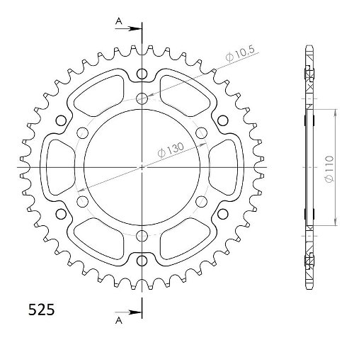 Supersprox Stealth Chain wheel 525 - 43Z (black)