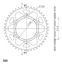 Supersprox aluminium roue d`entrainement 525 - 44Z (noir)