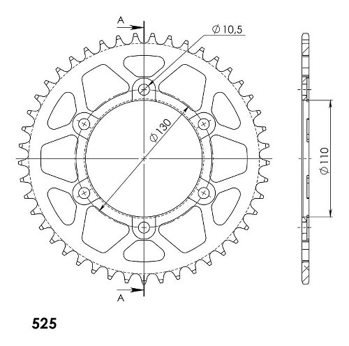 Supersprox alluminio rocchetto per catena 525 - 45Z (azurro)