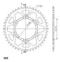 Supersprox aluminium roue d`entrainement 525 - 46Z (noir)