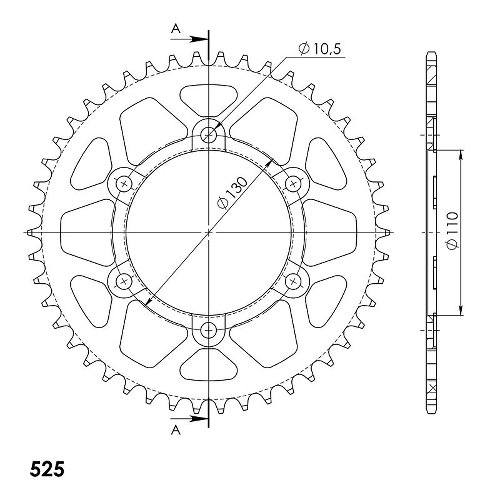 Supersprox alluminio rocchetto per catena 525 - 46Z (rosso)