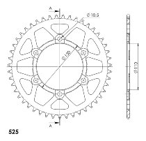 Supersprox aluminio rueda de cadena 525 - 47Z (azul)