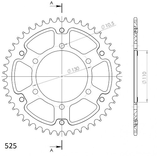 Supersprox Stealth rueda de cadena 525 - 49Z (oro)