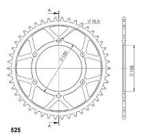 Supersprox acciaio rocchetto per catena 525 - 46Z (nero)