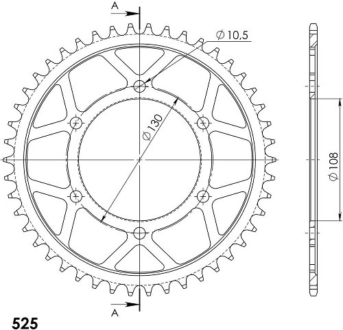 Supersprox Stahl-Kettenrad 525 - 48Z (schwarz)