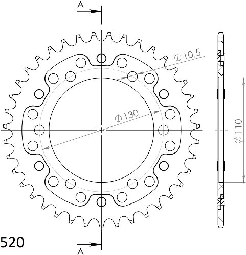 Supersprox Stealth rocchetto per catena 520 - 37Z (argento)