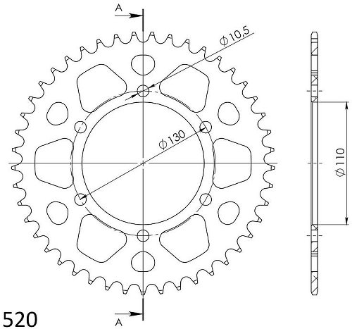 Supersprox Alu-Kettenrad 520 - 39Z (blau)