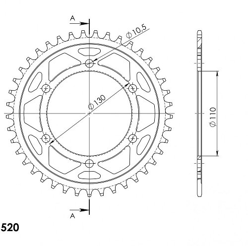 Supersprox Steel  Edge chain wheel 520 - 40Z (black)