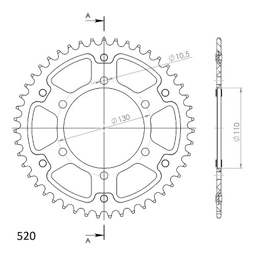 Supersprox Stealth Chain wheel 520 - 43Z (black)