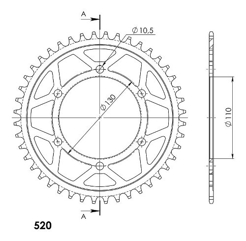 Supersprox Steel Edge chain wheel 520 - 44Z (black)