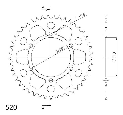 Supersprox alluminio rocchetto per catena 520 - 44Z (azurro)