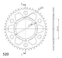 Supersprox aluminium roue d`entrainement 520 - 44Z (bleue)