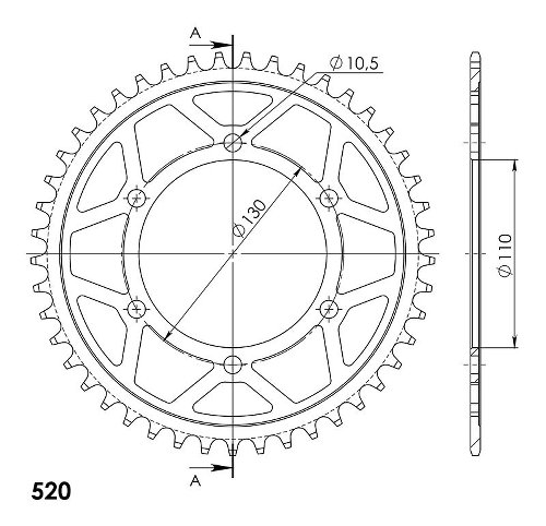 Supersprox Steel Edge chain wheel 520 - 45Z (gold)