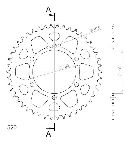 Supersprox aluminium roue d`entrainement 520 - 46Z (bleue)