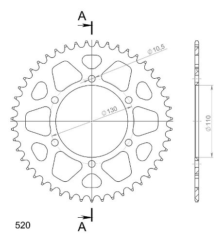 Supersprox aluminium roue d`entrainement 520 - 47Z (bleue)