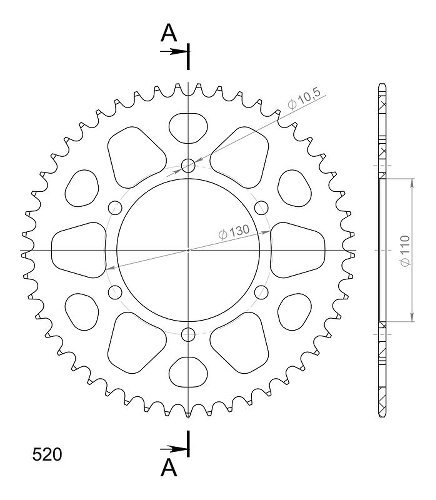 Supersprox aluminium roue d`entrainement 520 - 49Z (noir)