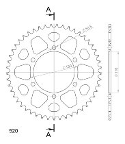 Supersprox aluminio rueda de cadena 520 - 49Z (negro)