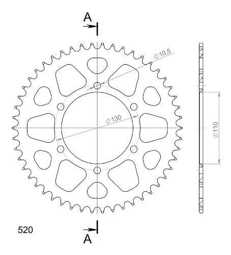 Supersprox aluminium roue d`entrainement 520 - 50Z (noir)