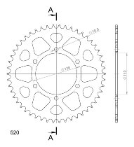 Supersprox alluminio rocchetto per catena 520 - 50Z (nero)