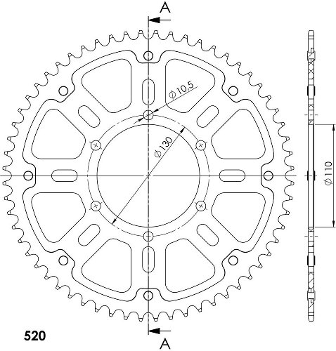 Supersprox Stealth rueda de cadena 520 - 70Z (oro)