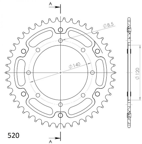 Supersprox Stealth rocchetto per catena 520 - 42Z (oro)