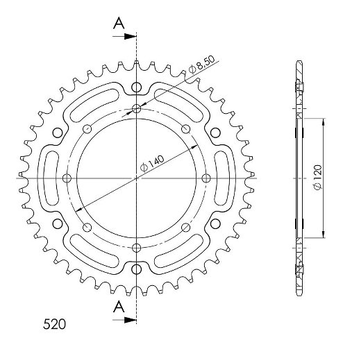 Supersprox Stealth rocchetto per catena 520 - 45Z (oro)