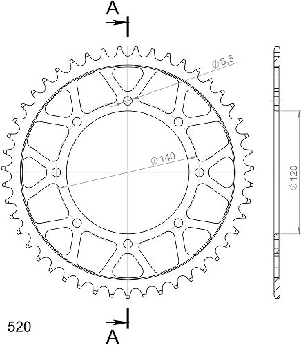 Supersprox acier roue d`entrainement 520 - 47Z (noir)