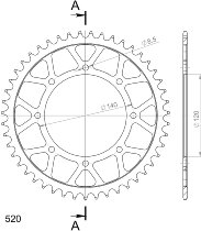 Supersprox acciaio rocchetto per catena 520 - 47Z (nero)