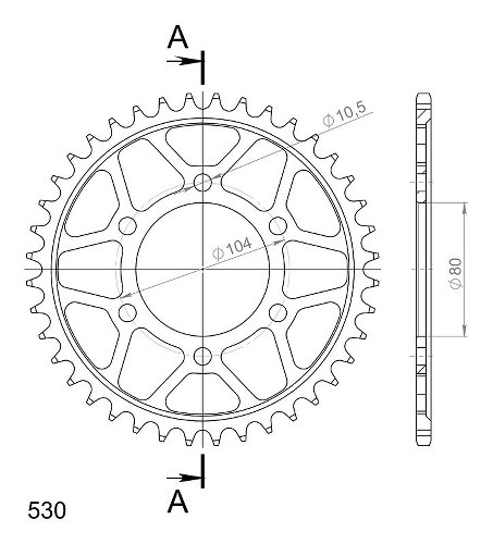 Supersprox acciaio rocchetto per catena 530 - 40Z (nero)