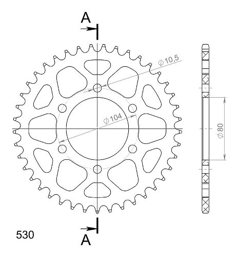 Supersprox alluminio rocchetto per catena 530 - 41Z (nero)