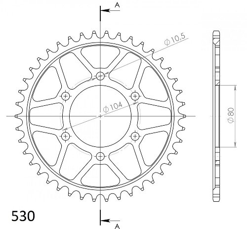 Supersprox acciaio rocchetto per catena 530 - 43Z (nero)