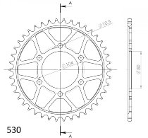 Supersprox acero rueda de cadena 530 - 43Z (negro)