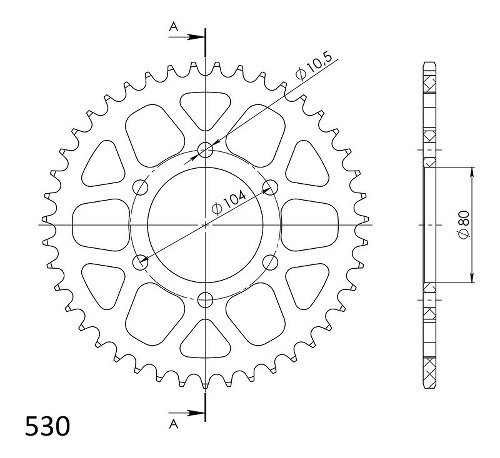 Supersprox alluminio rocchetto per catena 530 - 43Z (nero)