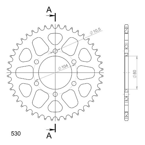 Supersprox aluminium roue d`entrainement 530 - 44Z (noir)