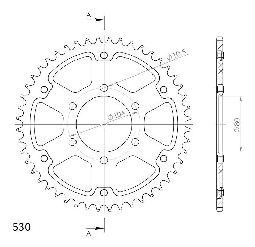 Supersprox Stealth Chain wheel 530 - 44Z (black)