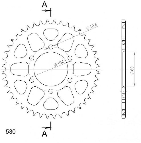 Supersprox aluminium roue d`entrainement 530 - 46Z (noir)