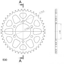 Supersprox aluminio rueda de cadena 530 - 46Z (negro)