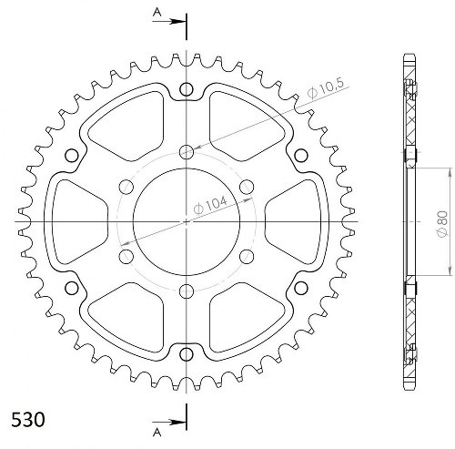 Supersprox Stealth rocchetto per catena 530 - 47Z (oro)