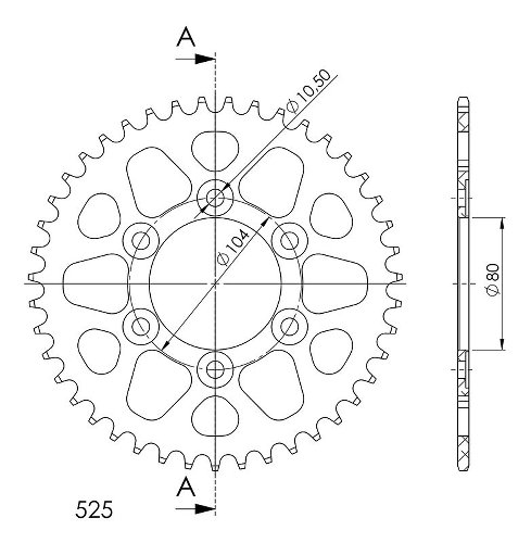 Supersprox aluminium roue d`entrainement 530 - 43Z (noir)