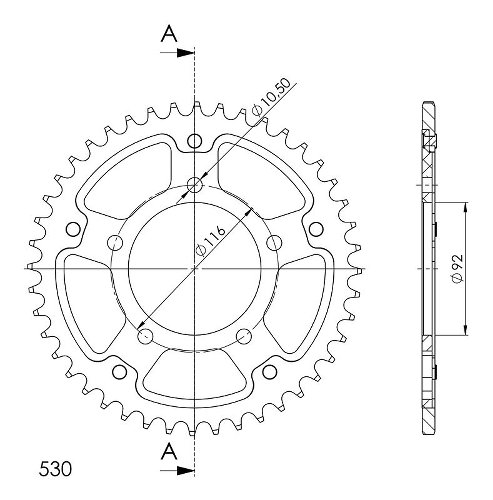 Supersprox Stealth Chain wheel 530 - 44Z (gold)