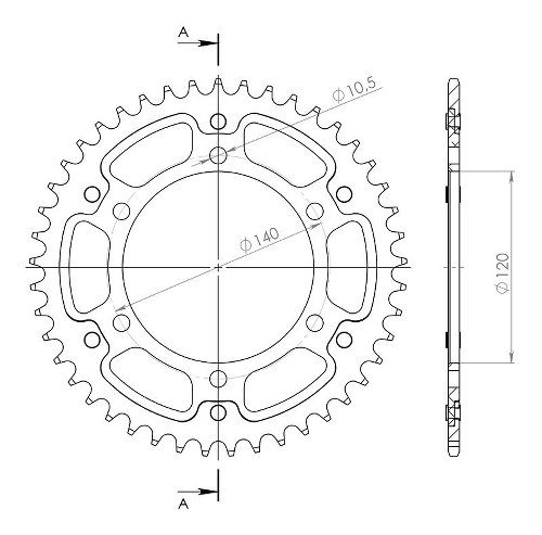 Supersprox Stealth rocchetto per catena 530 - 45Z (nero)