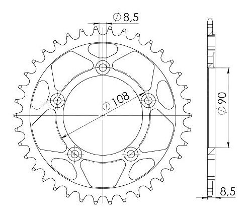 Supersprox acier roue d`entrainement 520 - 38Z (noir)