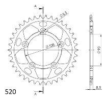 Supersprox aluminio rueda de cadena 520 - 38Z (negro)