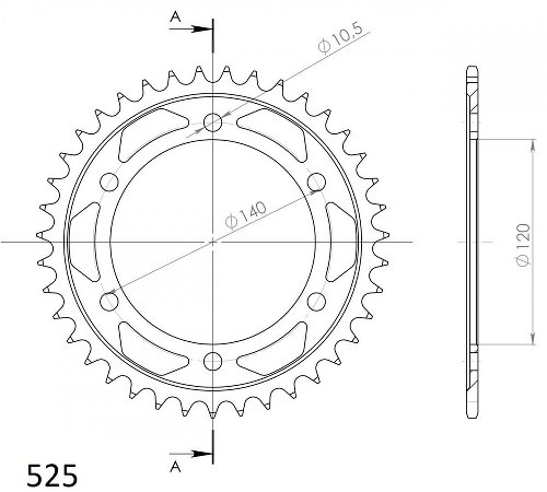 Supersprox acciaio rocchetto per catena 525 - 36Z (nero)