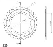 Supersprox acciaio rocchetto per catena 525 - 36Z (nero)